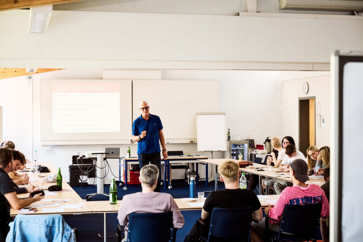Sport-Thieme apprentices participating in a workshop focused on personal and professional development during the apprentice trip.